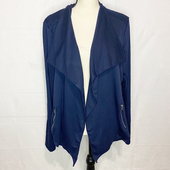 Annabelle Cardigan Women's Size 2XL Zip Pocket Navy Stretch - Picture 1 of 7